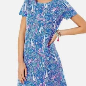 NWT Lilly Pulitzer Cody Short Sleeve Dress in Boca Blue It's a Sailabration XL